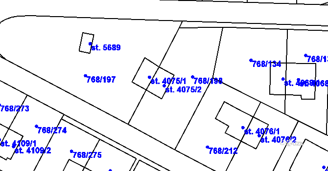 Parcela st. 4075/2 v KÚ Zlín, Katastrální mapa