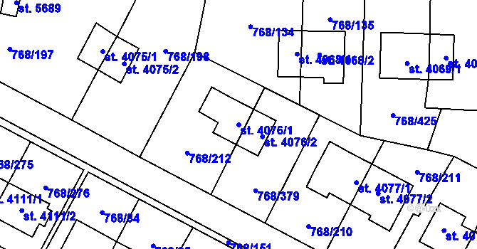 Parcela st. 4076/1 v KÚ Zlín, Katastrální mapa
