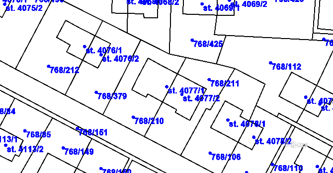 Parcela st. 4077/1 v KÚ Zlín, Katastrální mapa