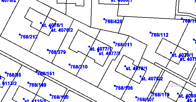 Parcela st. 4077/2 v KÚ Zlín, Katastrální mapa
