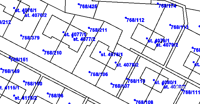Parcela st. 4078/1 v KÚ Zlín, Katastrální mapa