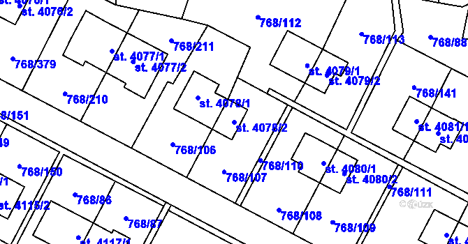 Parcela st. 4078/2 v KÚ Zlín, Katastrální mapa