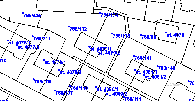 Parcela st. 4079/2 v KÚ Zlín, Katastrální mapa
