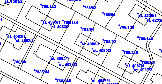 Parcela st. 4085/1 v KÚ Zlín, Katastrální mapa