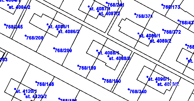 Parcela st. 4088/1 v KÚ Zlín, Katastrální mapa
