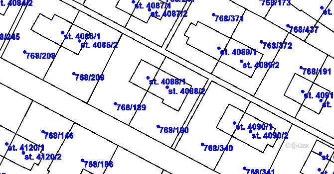 Parcela st. 4088/2 v KÚ Zlín, Katastrální mapa