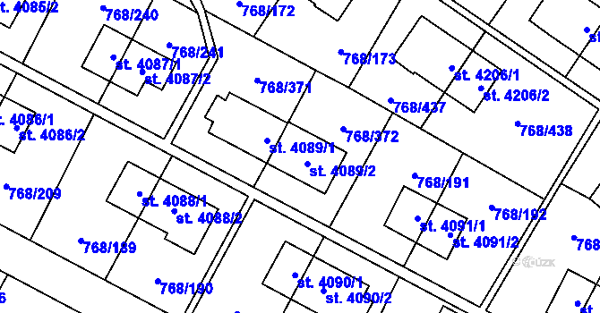 Parcela st. 4089/2 v KÚ Zlín, Katastrální mapa