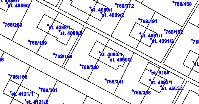 Parcela st. 4090/1 v KÚ Zlín, Katastrální mapa