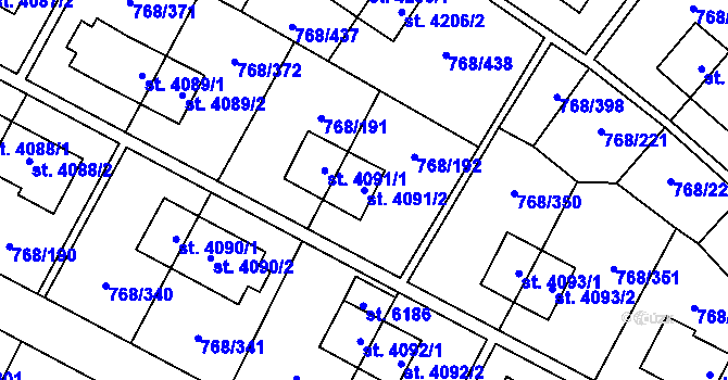Parcela st. 4091/2 v KÚ Zlín, Katastrální mapa