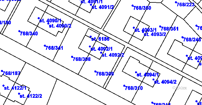 Parcela st. 4092/2 v KÚ Zlín, Katastrální mapa