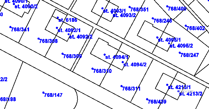 Parcela st. 4094/1 v KÚ Zlín, Katastrální mapa