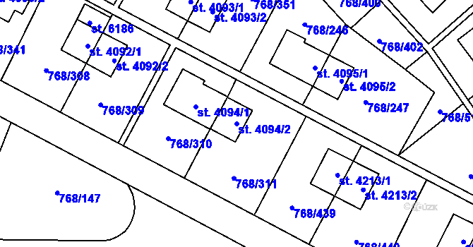 Parcela st. 4094/2 v KÚ Zlín, Katastrální mapa