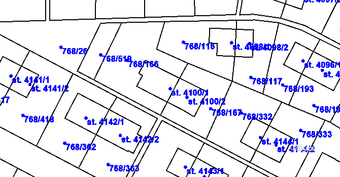 Parcela st. 4100/1 v KÚ Zlín, Katastrální mapa