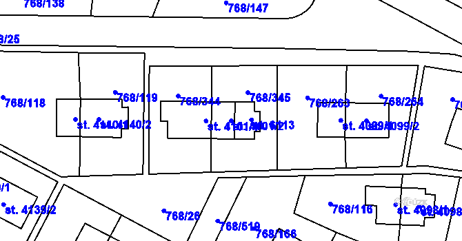 Parcela st. 4101/2 v KÚ Zlín, Katastrální mapa