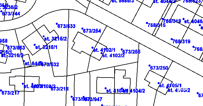 Parcela st. 4102/2 v KÚ Zlín, Katastrální mapa