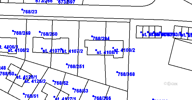 Parcela st. 4108/1 v KÚ Zlín, Katastrální mapa