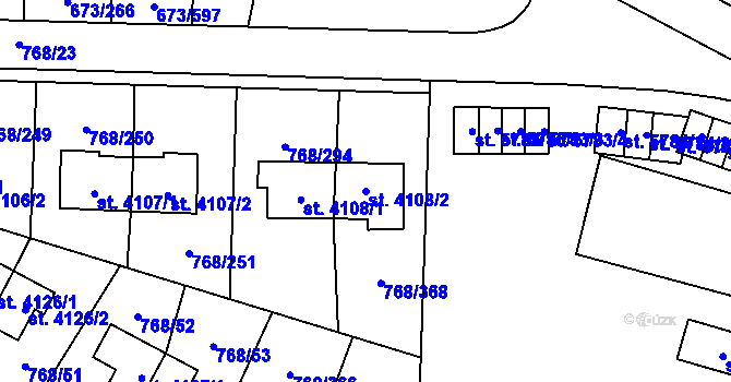 Parcela st. 4108/2 v KÚ Zlín, Katastrální mapa