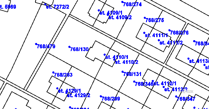 Parcela st. 4110/1 v KÚ Zlín, Katastrální mapa