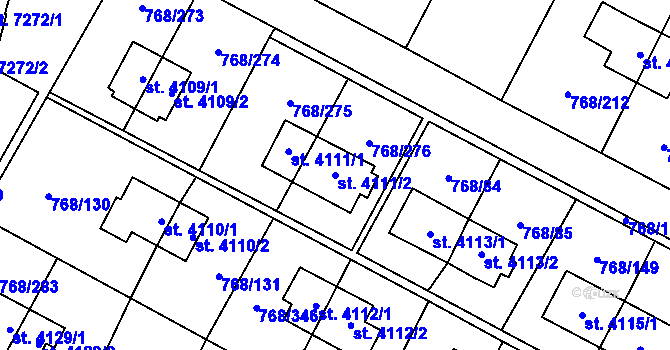 Parcela st. 4111/2 v KÚ Zlín, Katastrální mapa