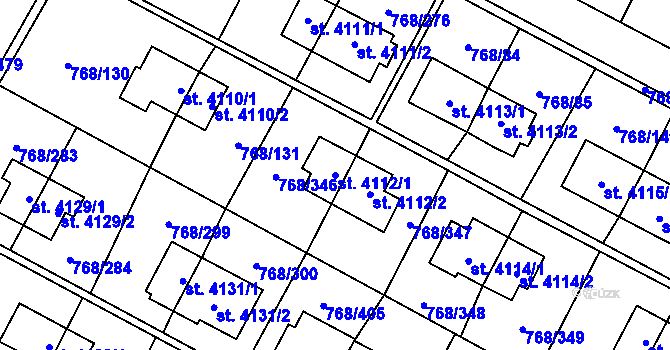 Parcela st. 4112/1 v KÚ Zlín, Katastrální mapa