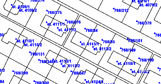 Parcela st. 4113/1 v KÚ Zlín, Katastrální mapa