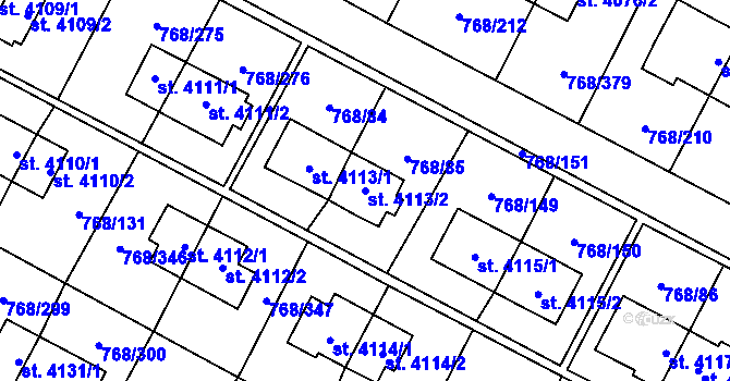 Parcela st. 4113/2 v KÚ Zlín, Katastrální mapa