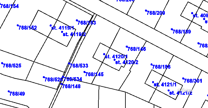 Parcela st. 4120/1 v KÚ Zlín, Katastrální mapa