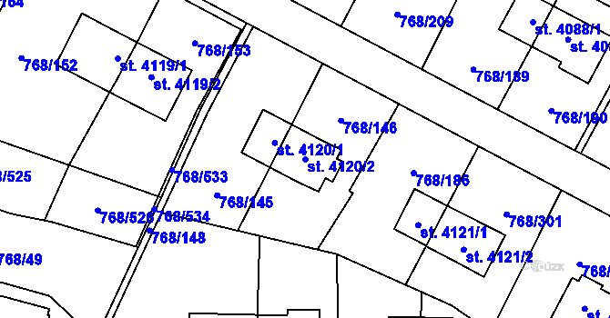 Parcela st. 4120/2 v KÚ Zlín, Katastrální mapa