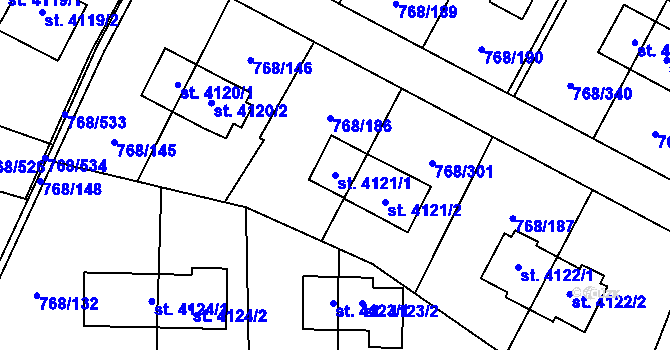 Parcela st. 4121/1 v KÚ Zlín, Katastrální mapa