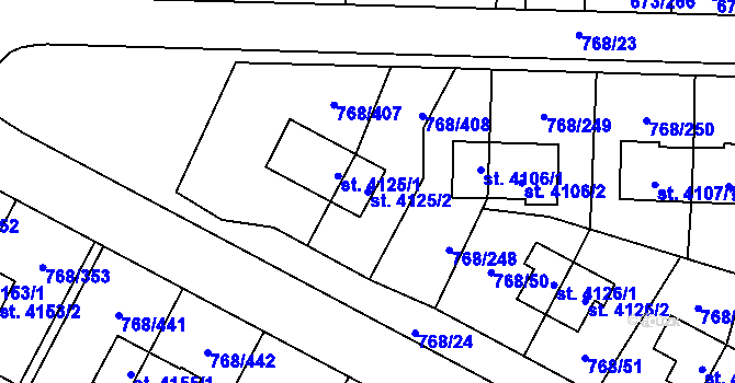 Parcela st. 4125/2 v KÚ Zlín, Katastrální mapa