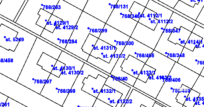 Parcela st. 4131/2 v KÚ Zlín, Katastrální mapa