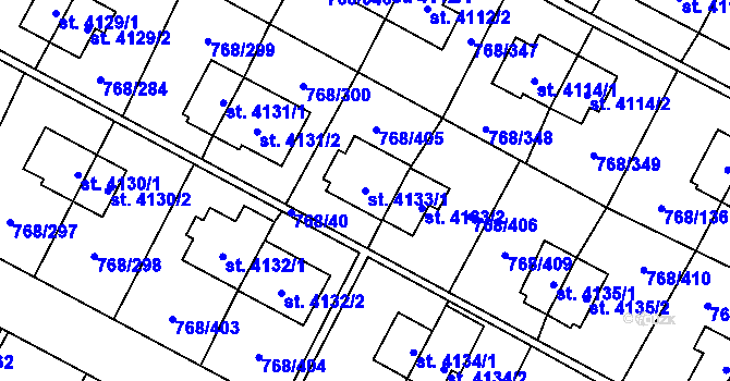 Parcela st. 4133/1 v KÚ Zlín, Katastrální mapa