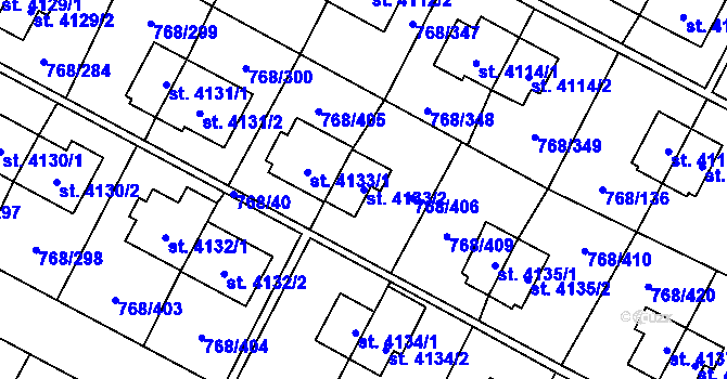 Parcela st. 4133/2 v KÚ Zlín, Katastrální mapa