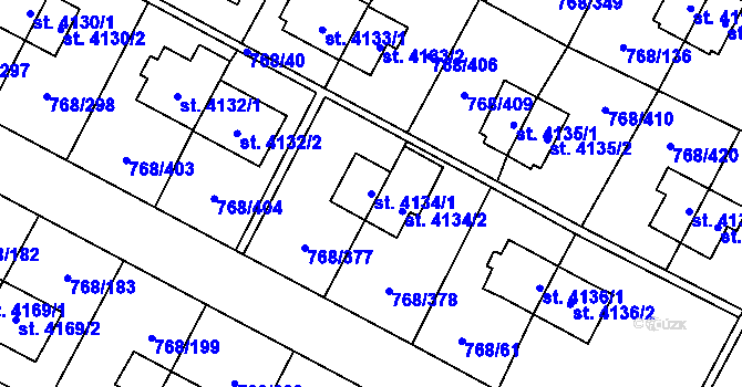Parcela st. 4134/1 v KÚ Zlín, Katastrální mapa