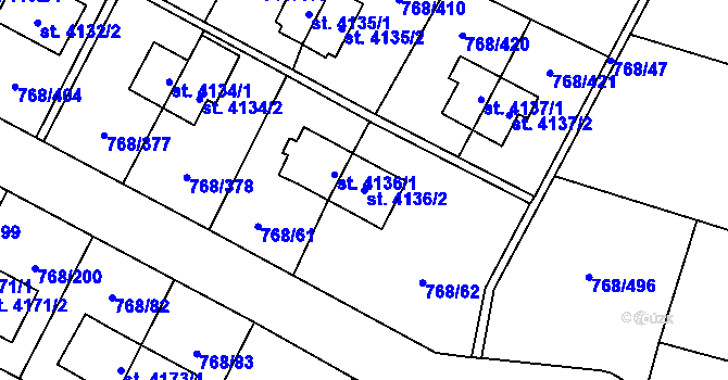 Parcela st. 4136/2 v KÚ Zlín, Katastrální mapa