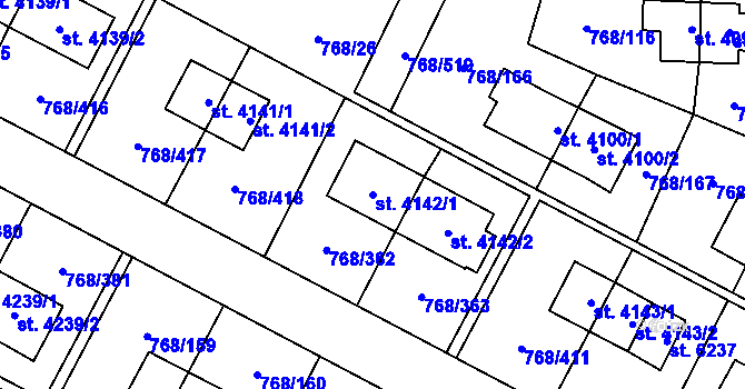 Parcela st. 4142/1 v KÚ Zlín, Katastrální mapa