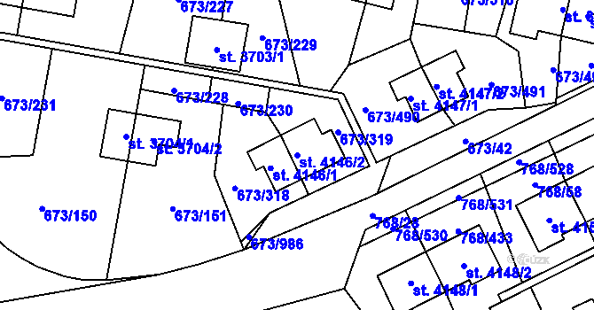 Parcela st. 4146/2 v KÚ Zlín, Katastrální mapa
