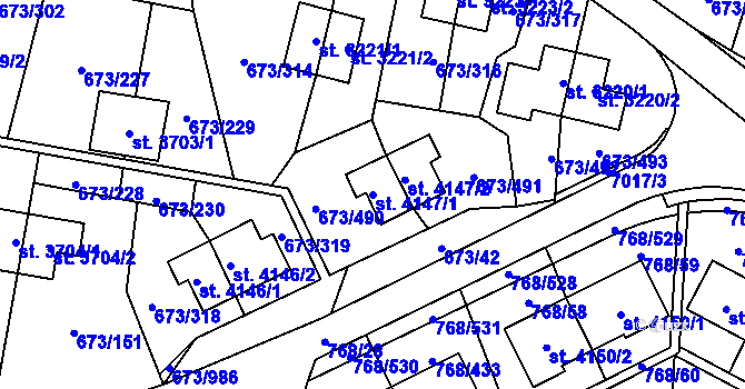 Parcela st. 4147/1 v KÚ Zlín, Katastrální mapa