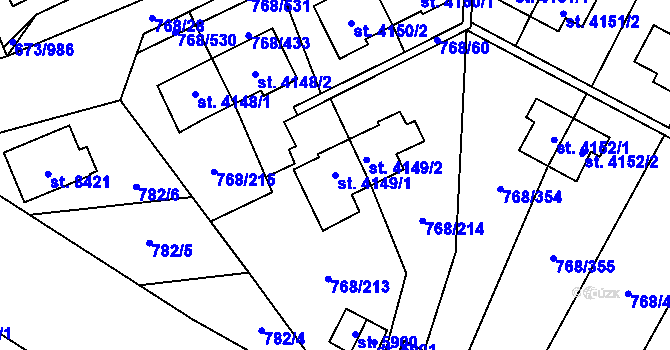 Parcela st. 4149/1 v KÚ Zlín, Katastrální mapa