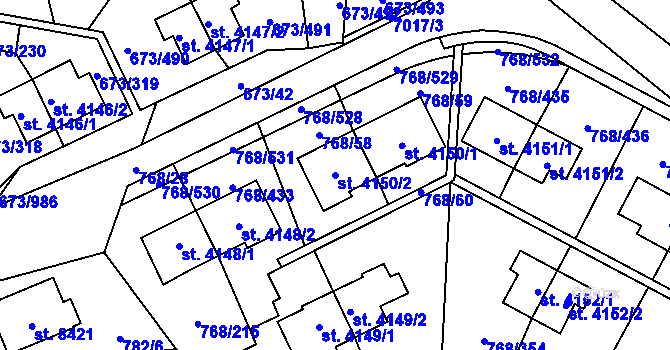 Parcela st. 4150/2 v KÚ Zlín, Katastrální mapa