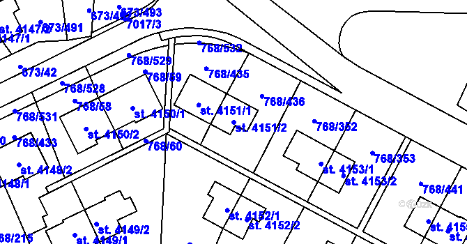 Parcela st. 4151/2 v KÚ Zlín, Katastrální mapa