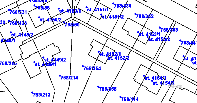 Parcela st. 4152/1 v KÚ Zlín, Katastrální mapa
