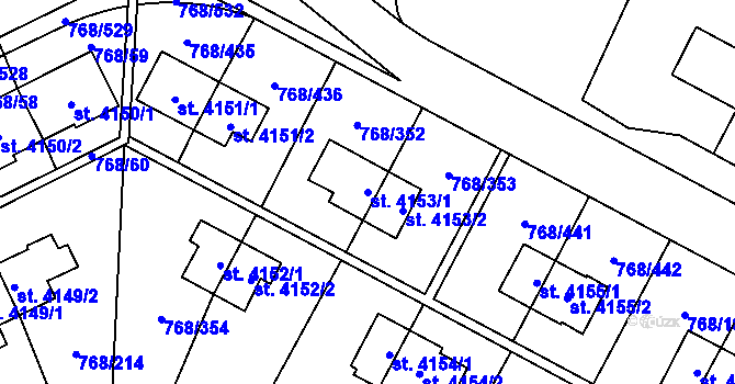 Parcela st. 4153/1 v KÚ Zlín, Katastrální mapa
