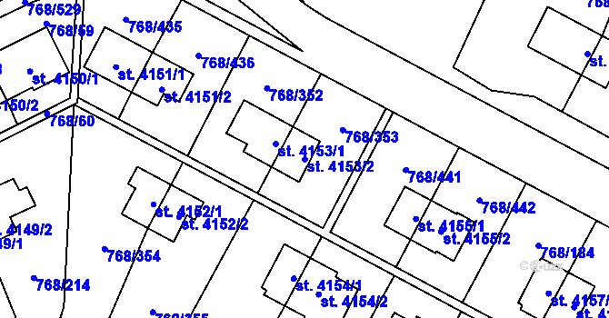 Parcela st. 4153/2 v KÚ Zlín, Katastrální mapa