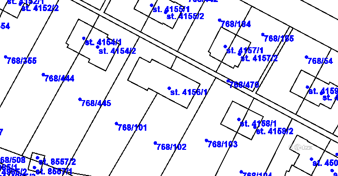 Parcela st. 4156/1 v KÚ Zlín, Katastrální mapa
