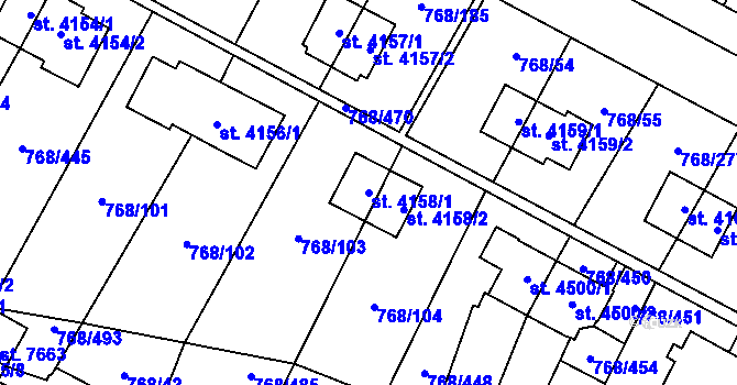 Parcela st. 4158/1 v KÚ Zlín, Katastrální mapa