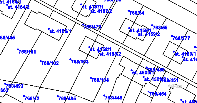 Parcela st. 4158/2 v KÚ Zlín, Katastrální mapa