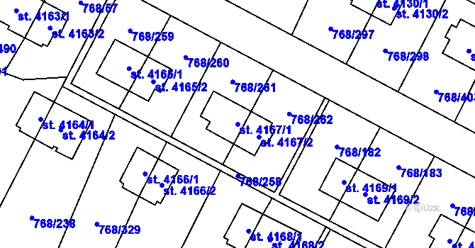 Parcela st. 4167/1 v KÚ Zlín, Katastrální mapa