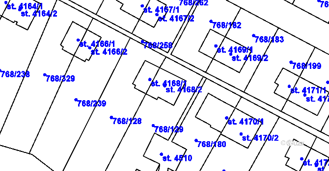 Parcela st. 4168/2 v KÚ Zlín, Katastrální mapa