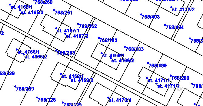 Parcela st. 4169/1 v KÚ Zlín, Katastrální mapa